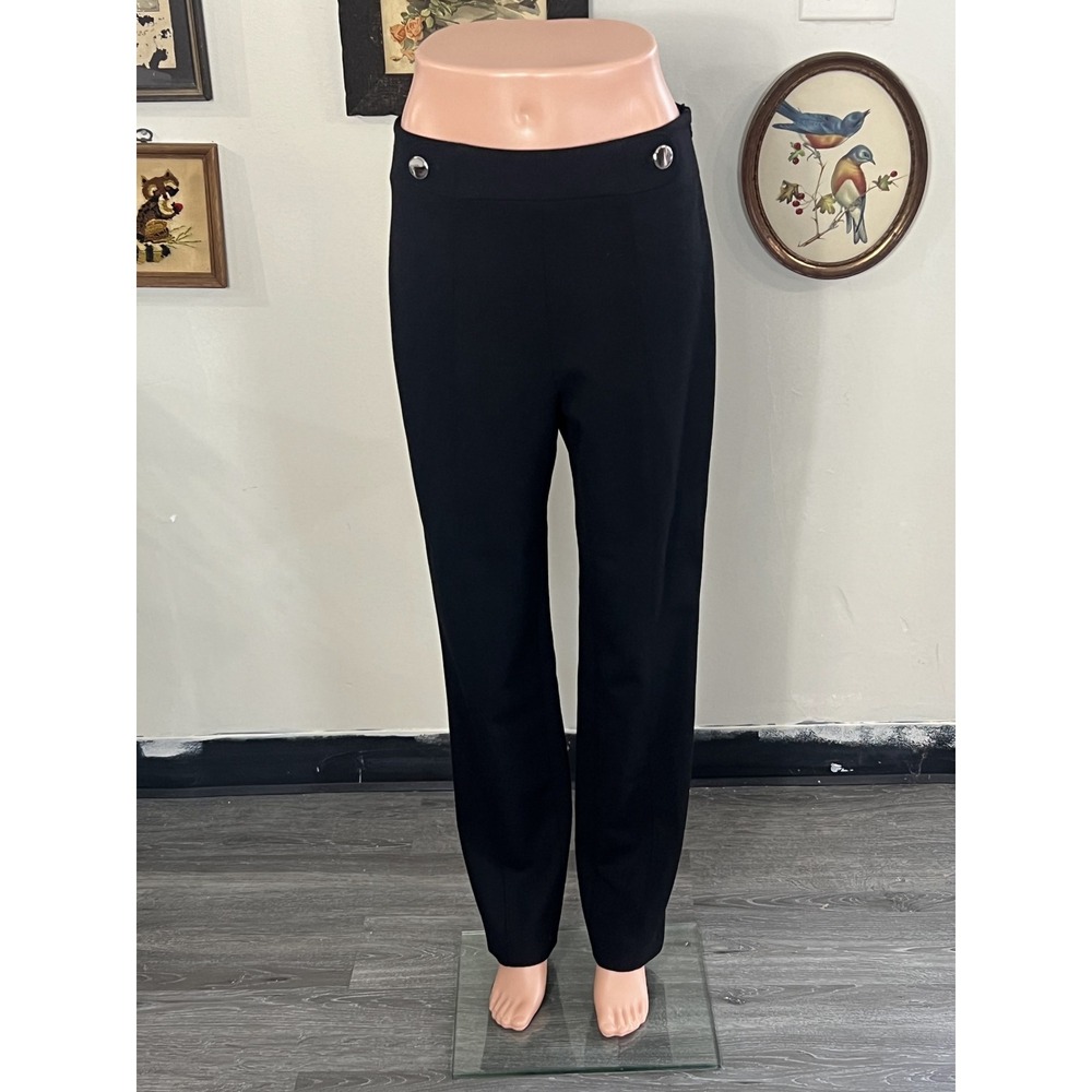 Rena Lange Luxury Black Classic Tailored Straight Leg Trousers Pants Size US 8